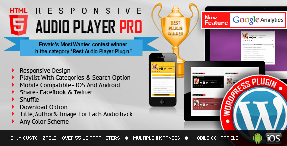 Plugin WordPress responsive HTML5 Audio Player PRO