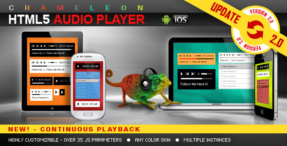 Chameleon HTML5 Audio Player With/Without Playlist