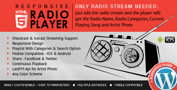 Radio Player Shoutcast & Icecast WordPress Plugin